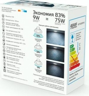 Светильник встраиваемый GAUSS 927420209-S step-dimm круг 9w 740lm 4000k белый