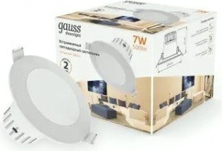 Светильник встраиваемый GAUSS 946 411 107 downlight круг 7w 500lm 3000k белый [946411107]