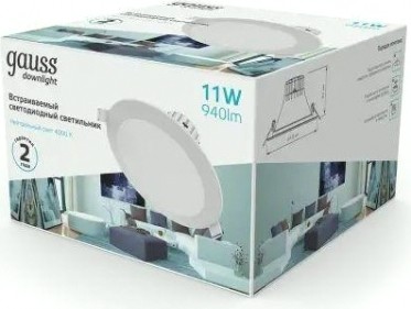 Светильник встраиваемый GAUSS 946 411 211 кругл. белый, 11w,120х120х63, ø100мм, 940 lm led 4 [946411211]