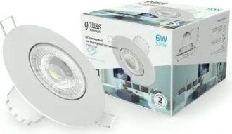 Светильник встраиваемый GAUSS 947 411 206 downlight круг 6w 520lm 4000k белый [947411206]