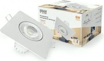 Светильник встраиваемый GAUSS 948 411 106 downlight квадрат 6w 500lm 3000k белый [948411106]