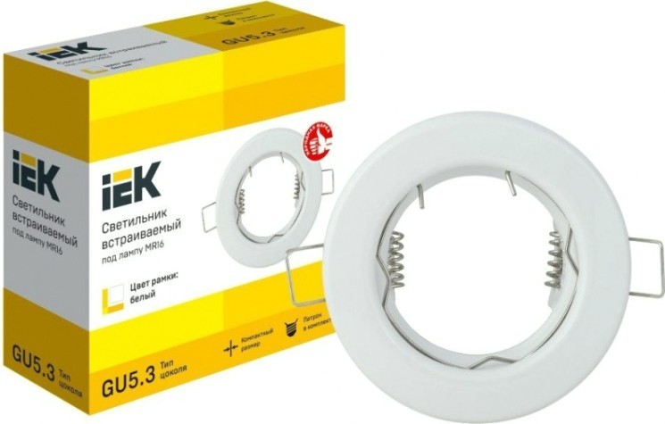 Светильник встраиваемый IEK MR16 под лампу бел. [LUVB0-GU05-1-K01]
