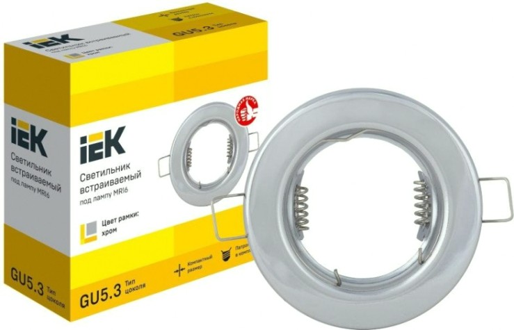 Светильник встраиваемый IEK MR16 под лампу хром [LUVB0-GU05-1-K23]