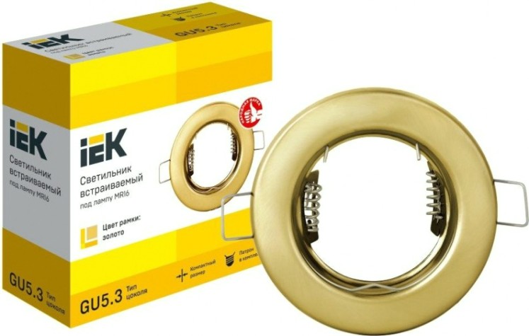 Светильник встраиваемый IEK MR16 под лампу золото [LUVB0-GU05-1-K22]