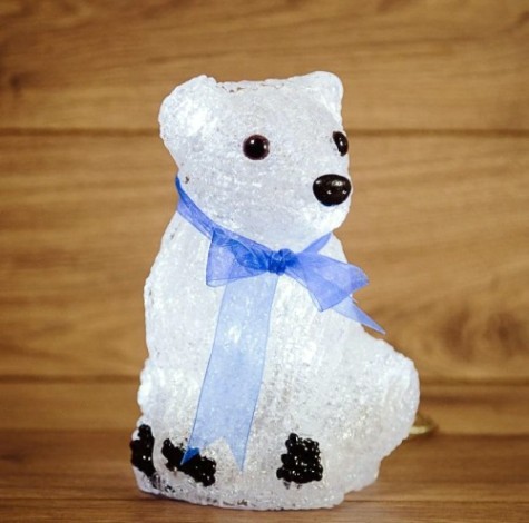 Светодиодная фигура Neon-Night "Белый мишка" акриловая 20 см [513-247]