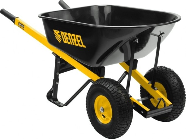Тачка строительная Denzel 69000 усиленная, 140 л., 250 кг, двухколесная