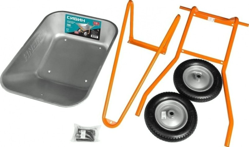 Тачка строительная Сибин СТ-22 двухколесная, 200 кг [39905_z01]