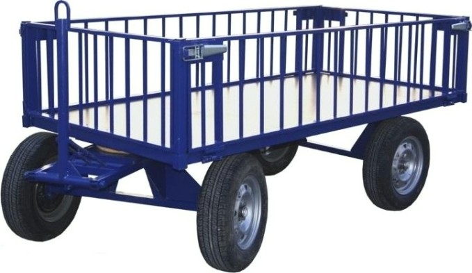 Тележка большегрузная каркасная Rusklad БТ 1 КБ (1250х2000мм, груз3000 кг) борт, литые кол, тормоз