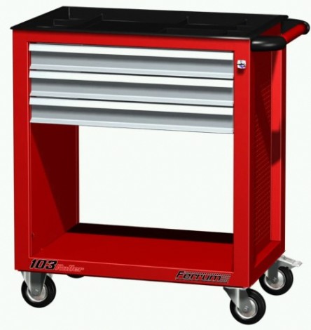 Тележка инструментальная FERRUM 02.103H 3 выдвижных полок [RAL 3000 - красный]