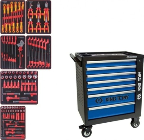 Тележка инструментальная KING TONY HIGH VOLTAGE 117 пр, черная [9G35-117MRVE]
