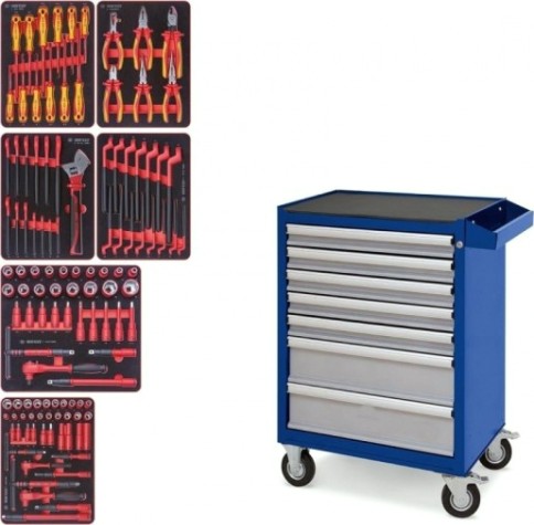Тележка инструментальная KING TONY HIGH VOLTAGE 117 пр., синяя [934-117AMBE]