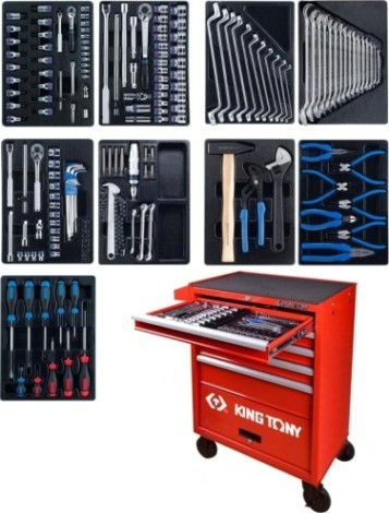 Тележка инструментальная KING TONY с набором инструментов 161 предмет 932-005MR [932-005MR]