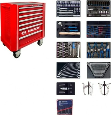 Тележка инструментальная KING TONY с набором инструментов 204 предмета 934-100MR [934-100MR]