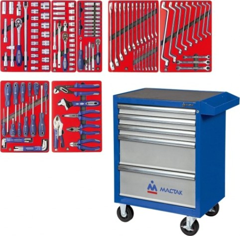 Тележка инструментальная МАСТАК 52-05161B "старт" 161 предмет, синяя