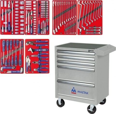 Тележка инструментальная МАСТАК 52-05161G "старт" 161 предмет, серая