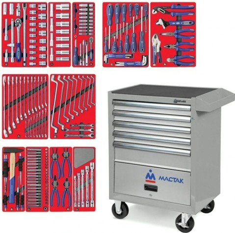 Тележка инструментальная МАСТАК 52-05205G 205 предметов, серая