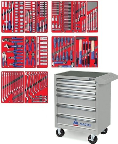 Тележка инструментальная МАСТАК 52-06270G "лидер" 270 предметов, серая