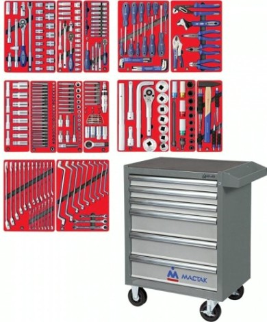 Тележка инструментальная МАСТАК 52-06299G "профи" 299 предметов, серая