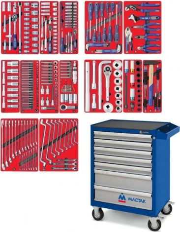 Тележка инструментальная МАСТАК 52-07299B "профи" 299 предметов, синяя