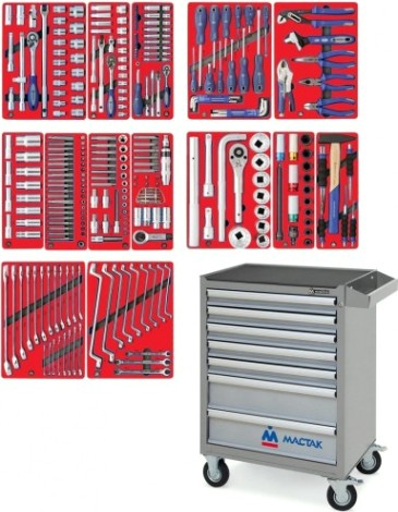 Тележка инструментальная МАСТАК 52-07299G "профи" 299 предметов, серая