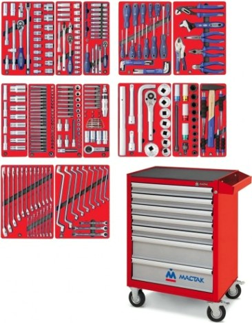 Тележка инструментальная МАСТАК 52-07299R "профи" 299 предметов, красная