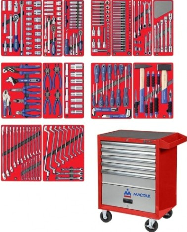 Тележка инструментальная МАСТАК "ЛИДЕР" 270 предметов, красная 52-05270R [52-05270R]