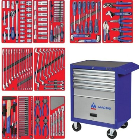 Тележка инструментальная МАСТАК "МАСТЕР" 205 предметов, синяя 52-04205B [52-04205B]
