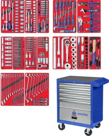 Тележка инструментальная МАСТАК "ПРОФИ" 299 предметов, синяя 52-05299B [52-05299B]