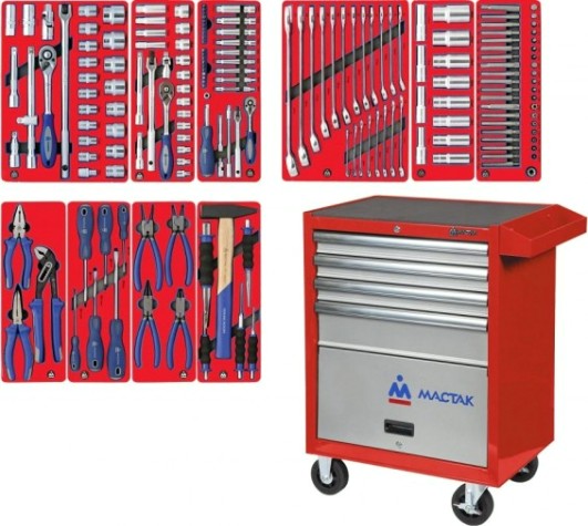 Тележка инструментальная МАСТАК "СТАНДАРТ" 186 предметов, красная 52-04186R [52-04186R]