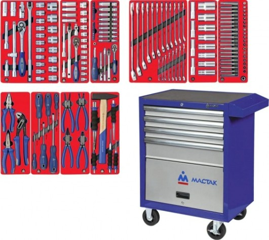 Тележка инструментальная МАСТАК "СТАНДАРТ" 186 предметов, синяя 52-04186B [52-04186B]