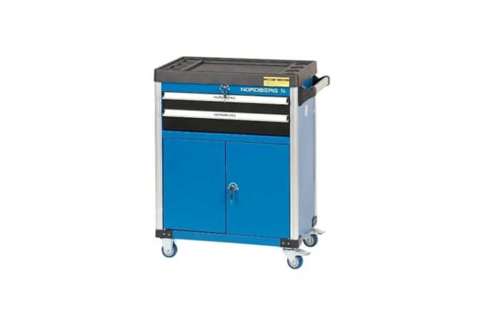 Тележка инструментальная NORDBERG T4 2 выдвижных ящика, 2 полки с дверцами