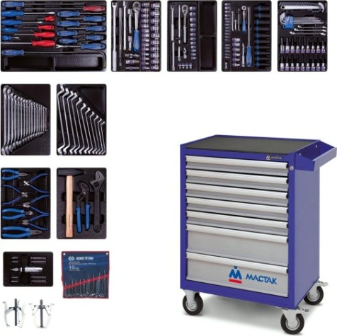 Тележка инструментальная с набором инструментов KING TONY 934-100AMB 204 предмета, синяя