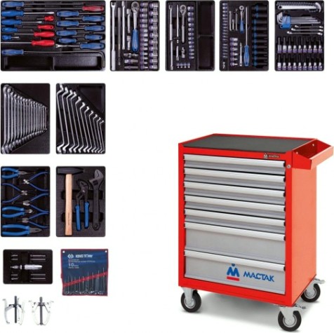 Тележка инструментальная с набором инструментов KING TONY 934-100AMR 204 предмета, красная