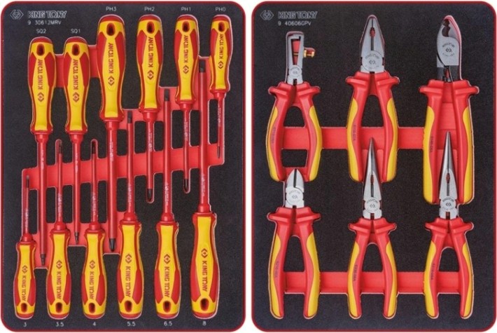 Тележка инструментальная с набором инструментов KING TONY 934-117AMRE HIGH VOLTAGE 117 пр., красная [934-117AMRE]