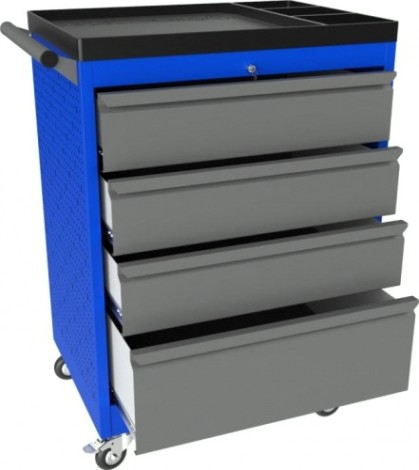 Тележка инструментальная ВЕРСТАКОФФ PROFFI 950.4 RAL5005 4 выдвижных ящика RAL7024 [103109 M]