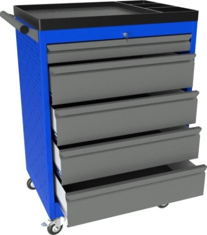 Тележка инструментальная ВЕРСТАКОФФ PROFFI 950.5 RAL5005 5 выдвижных ящиков RAL7024 [103111 M]