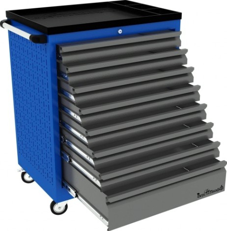 Тележка инструментальная ВЕРСТАКОФФ PROFFI 950.8 RAL5005 8 выдвижных ящиков RAL7024 [103117 M]