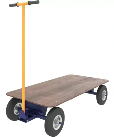 Тележка платформенная Rusklad ТПО О 600х1200 мм, до 450 кг, пневматические колеса [ТПО О пневмо]