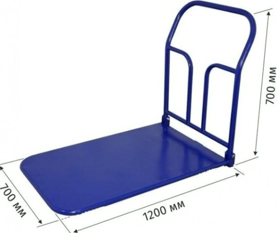 Тележка платформенная Rusklad ТПСР 5 М П складная ручка, педаль, 700 х 1200 мм (без колес) [ТПСР 5 М П б/к]