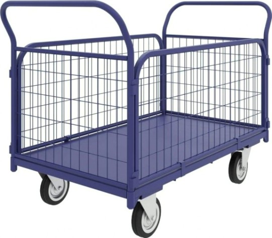 Тележка платформенная с сетчатыми бортами Rusklad ТС-2 600 х 900 мм, колеса 160 мм (г/п до 450 кг)