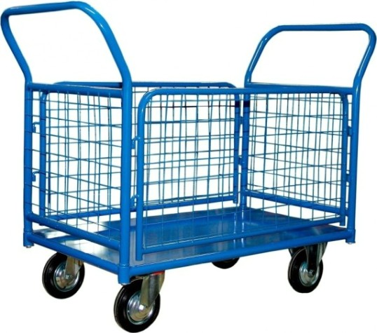 Тележка платформенная СТЕЛЛА-ТЕХНИК КПО-500 С 4-х колес., борт-сетка (650х1150) 200-K, до 550 кг [КПО-500С-200-К]