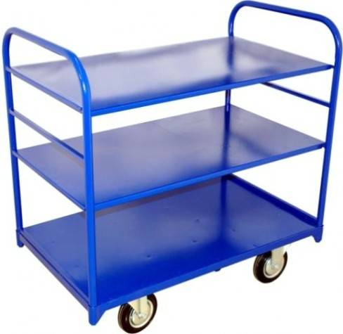 Тележка платформенная ТЯ-2 3-х ярусная 600х900, полки с бортиком, колеса