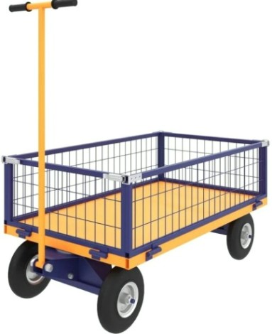 Тележка с сетчатым бортом Rusklad ТПОБ-2С 600х900 мм, до 450 кг, литые колеса 250 мм [ТПОБ 2 С литые]