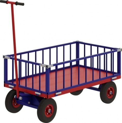 Тележка с трубчатым бортом Rusklad ТПОБ-7Т 800х1400х300 мм, до 600 кг, чугунные колеса [ТПОБ 7 Т чугун]