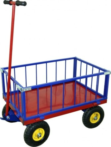 Тележка с трубчатым бортом Rusklad ТПОБ-7Т 800х1400х300 мм, до 600 кг, чугунные колеса [ТПОБ 7 Т чугун]