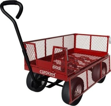 Тележка транспортировочная СОРОКИН 9.44 с бортами, четырехколесная 120 кг, 610х1220 мм