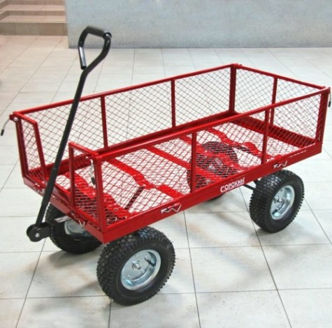 Тележка транспортировочная СОРОКИН 9.44 с бортами, четырехколесная 120 кг, 610х1220 мм