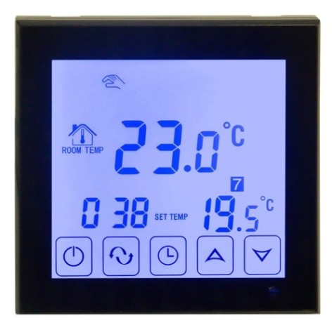 Терморегулятор для теплого пола REXANT R200B сенсорный с автомат. программированием, черный [51-0574]