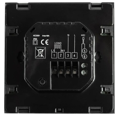 Терморегулятор для теплого пола REXANT R200B сенсорный с автомат. программированием, черный [51-0574]