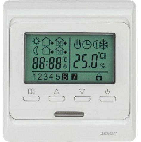 Терморегулятор для теплого пола REXANT R51XT с дисплеем и автомат. программированием 3680Вт [51-0532]